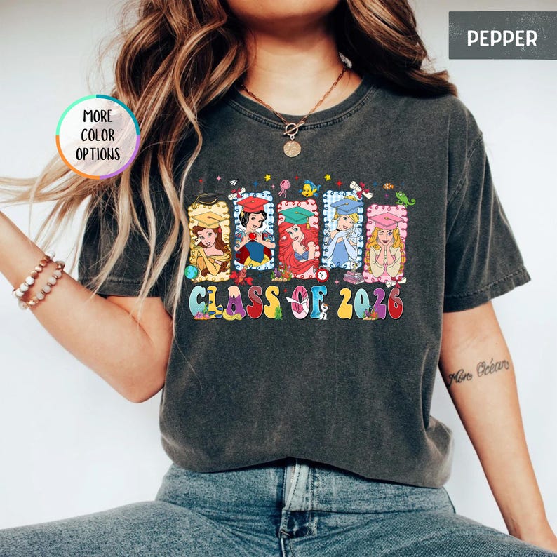 Comfort Colors® Disney Princess Graduation Shirt, Class of 2026 T-Shirt, Ariel Cinderella Belle Graduation Tee, Disneyland Senior Year Shirt bild 15