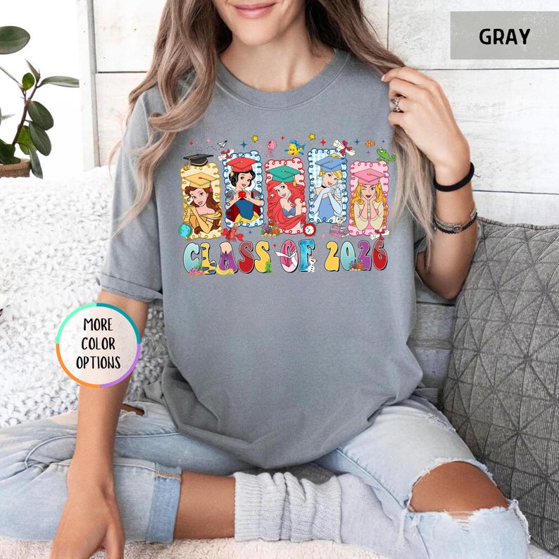 Comfort Colors® Disney Princess Graduation Shirt, Class of 2026 T-Shirt, Ariel Cinderella Belle Graduation Tee, Disneyland Senior Year Shirt bild 9