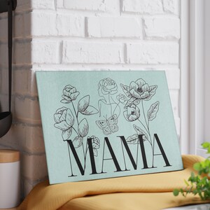 Glas Schneidebrett Mama Blumen