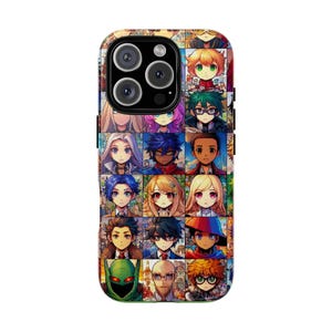 Funda para teléfono con diseño kawaii de personajes coloridos, fundas resistentes para gamers, regalo único, funda de dibujos animados, accesorios divertidos