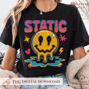 Static PNG SVG | Trippy Melting Smiley Face PNG | Smiley Face Vintage 90s | Retro Grunge Sublimation Design | Y2K Aesthetic Digital Download