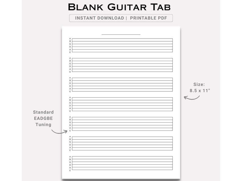 Songwriting Paper.pdf Printable Guitar Tab PDF Blank Tablature Sheet Paper for Songwriting ...