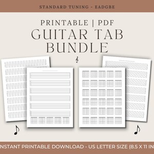 Paquete de tablaturas de guitarra imprimibles / Composición musical para canciones (descarga digital)
