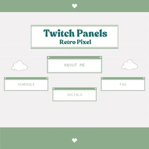 Green Retro Pixel Twitch Panels: Cozy Gamer Overlay (Digital Download)