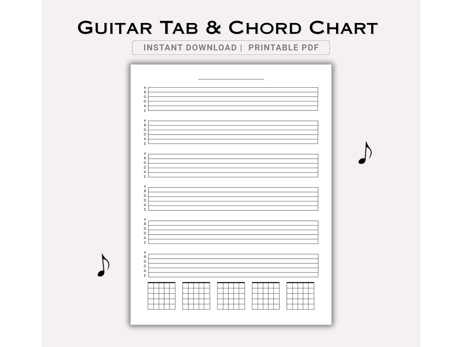 Songwriting Paper.pdf Printable Guitar Tab Chord Chart PDF Blank Tablature Sheet Paper for ...