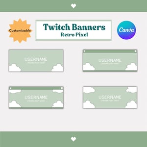 Twitch Banner: Green Customizable Stream Overlay (Digital Download)