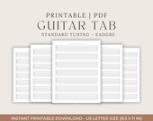Printable Guitar Tab PDF Blank Tablature Sheet Paper for Songwriting & Music Composition