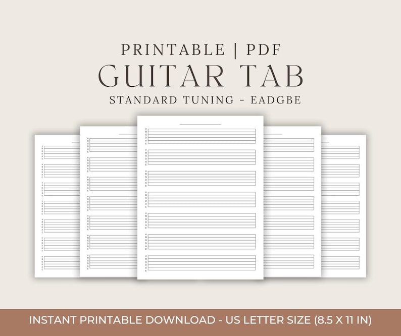 Printable Guitar Tab PDF Blank Tablature Sheet Paper for Songwriting