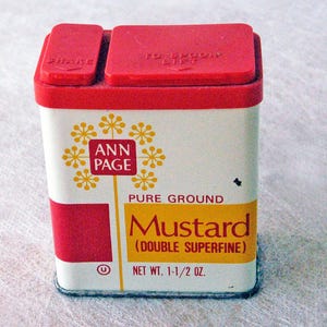 Ann Page Spice Tin Mustard Can, A & P Tea Co. Vintage Food Seasoning, Ground Mustard Condiment Can, Grocery Store Shelf Kitchen Decor
