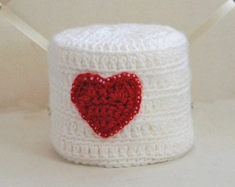 Primitive Heart Toilet Paper Cover Cowgirl Country Decor, Rustic Beaded Crochet Bathroom Cozy, Modern Farmhouse Spare Roll Holder, Mom Gift