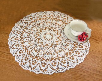 Large Crochet Centerpiece Doily Lace Table Decoration in White Elegant Traditional Home Decor 18 Inch Doily, Wedding Gift for Her