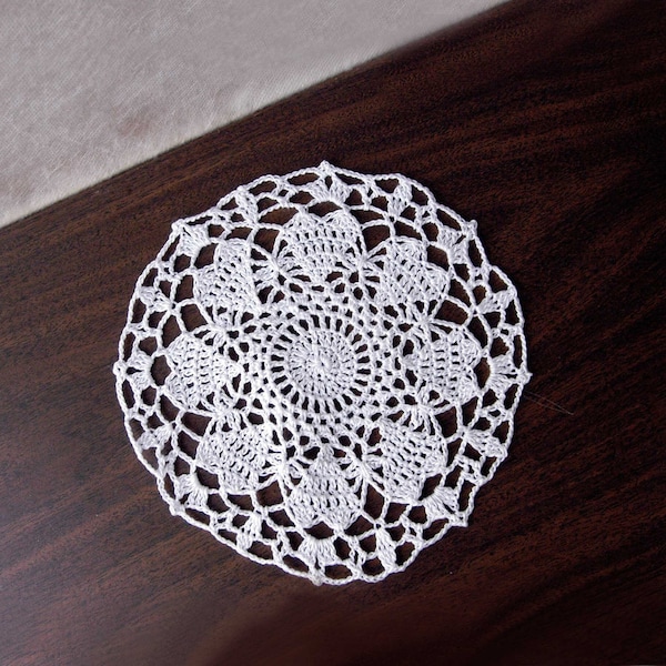Love Hearts Decor Crochet Lace Doily Modern Victorian Home Decor White Table Accent, 7 Inch Decorative Mat, Sweet Mothers Day Gift for Mom