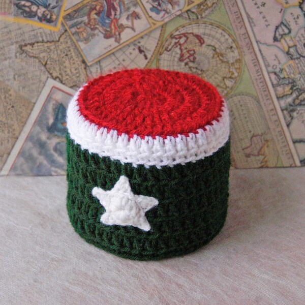 Italian Decor Toilet Paper Cover Crochet Bathroom Cozy, Modern Home Decor Spare Roll Holder, Red, Green, White with a Star, Italian Pride