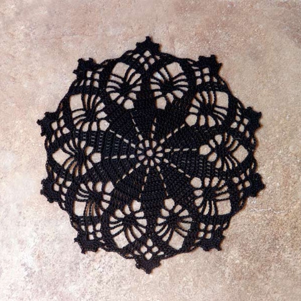 Black Lace Crochet Doily, New Victorian Style Home Decor, Table Accent