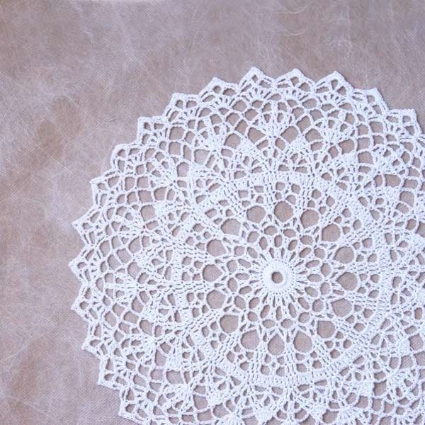 Bridal White Crochet Lace Doily, Table Topper, Home Decor, Original Design Fiber Art