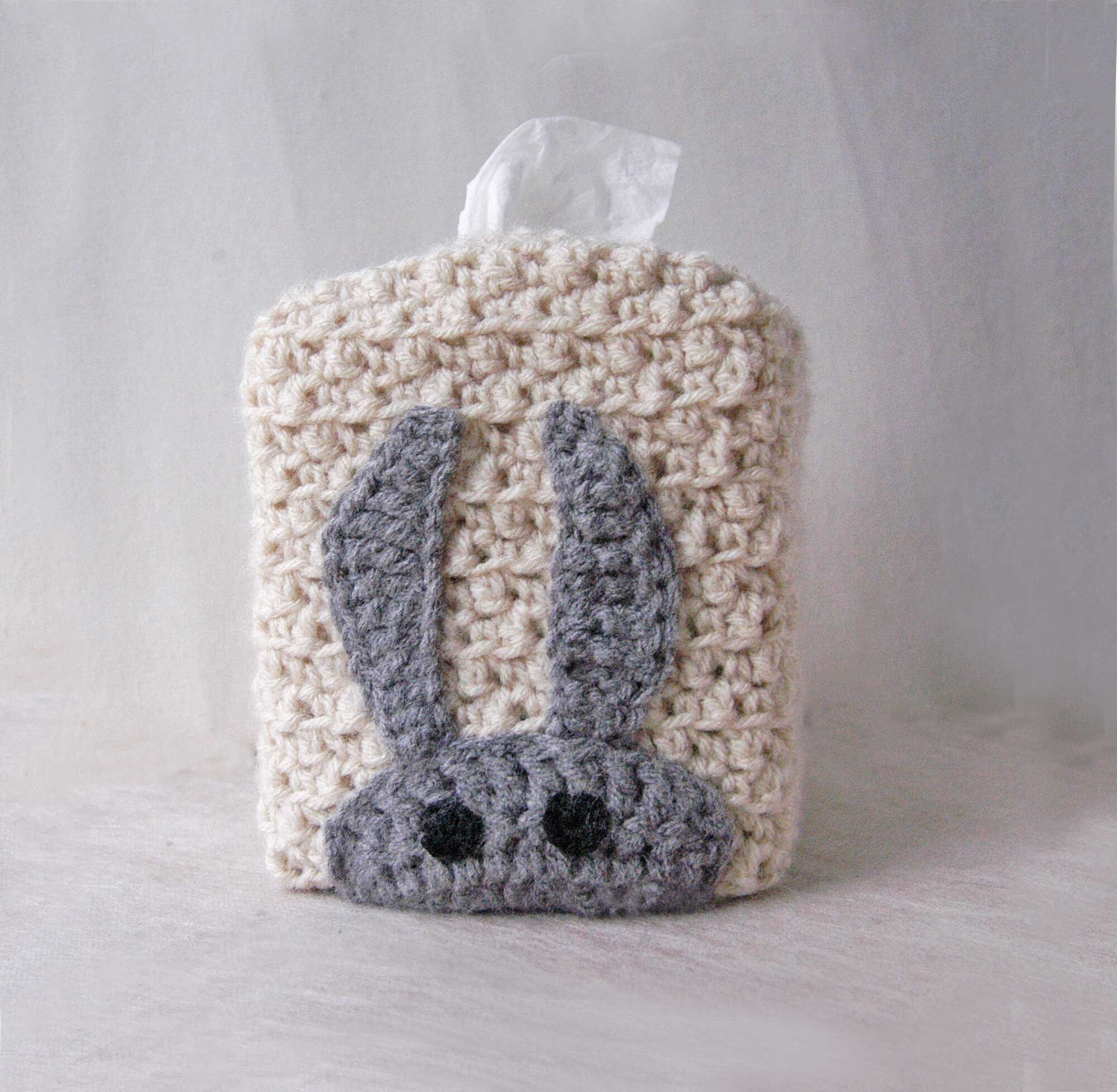 A Rabbit Tissue Rabbit Tissue Box Cover Peekaboo Bunny Rabbit Crochet Cozy, Square Cube ...