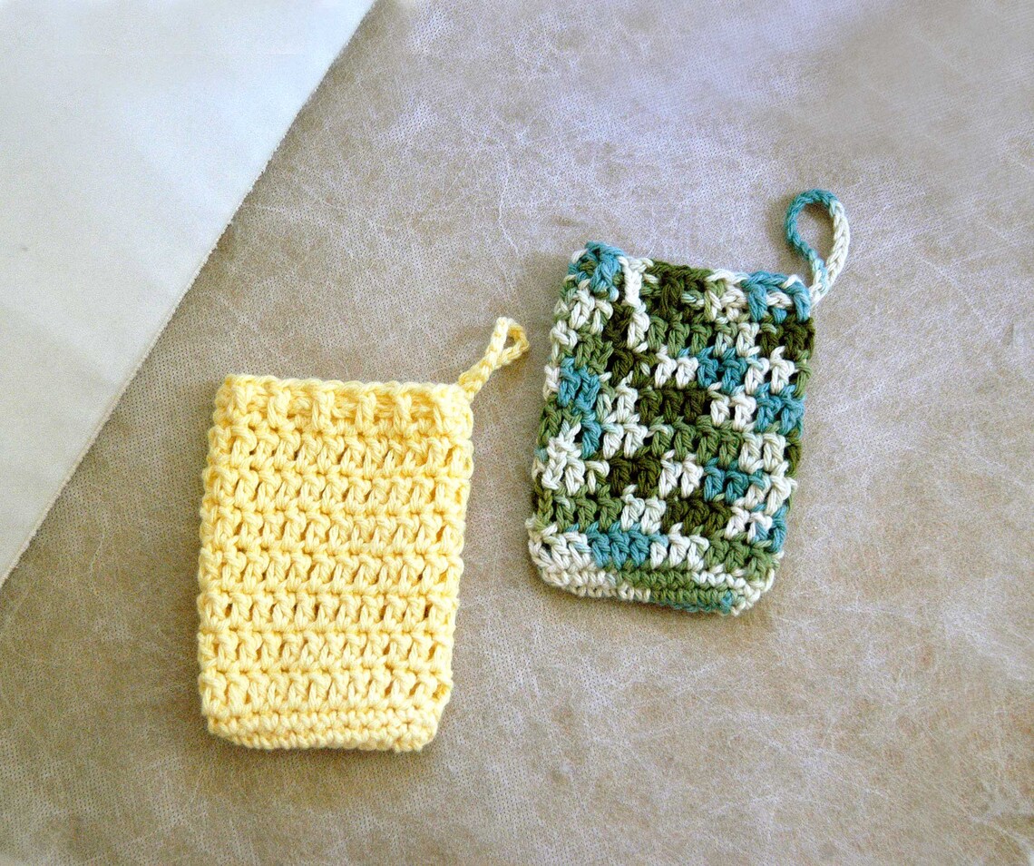 Soap Saver Bags Set of 2 Cotton Crochet Drawstring Pouchs Spa Etsy