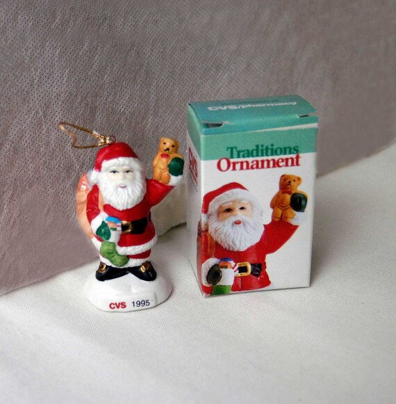 CVS Christmas Ornament Santa Claus and Bear Clearance Tree Etsy