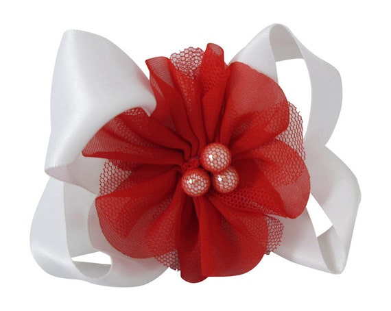 Fille De Fleur Rouge Et Blanc Cheveux Noeud Choisissez