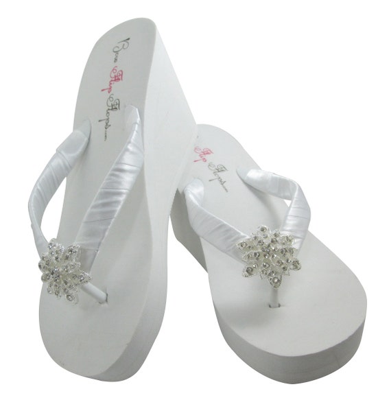ivory wedding flip flops for bride