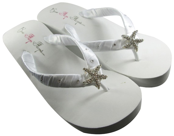 Starfish bridal Wedge flip flops/wedding flip flops for bride/ | Etsy