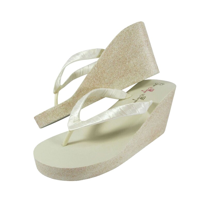 glitter wedge flip flops