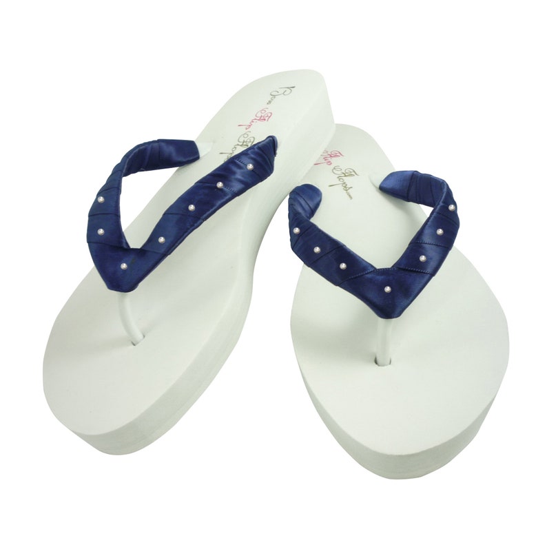 navy wedge flip flops