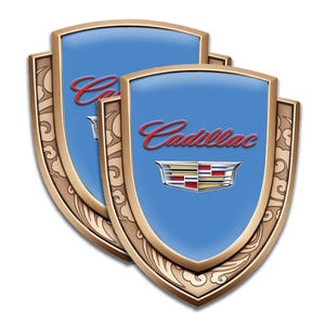 Emblema do logotipo da Cadillac: Escudo de resina cromada 3D brilhante