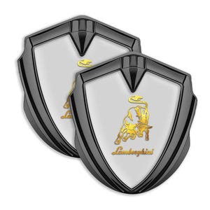 Lamborghini Metal Car Emblem: Glossy Gel Shield Sticker