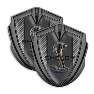 Shelby Cobra Metal Car Emblem: 3D Gel Domed Hood/Grill Sticker