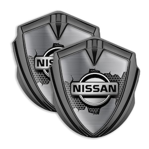 Nissan Emblem Sticker: Glossy Domed Metal Shield Car Badge