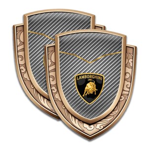 Lamborghini Glossy Metal Domed Shield Emblem: Self Adhesive Car Sticker
