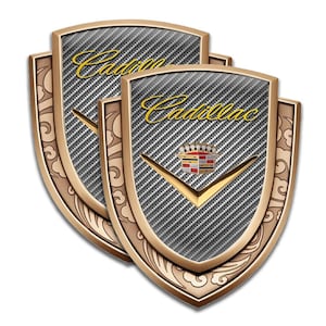 Cadillac Emblem Metal 3D Logo Badge Car Shield | Resin Gel Decal | Waterproof Glossy Sticker | Door Fender Frame Accessory | Many Designs
