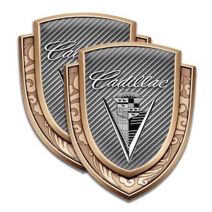 Cadillac Emblem Metal Custom 3D Chtome Decal | Glossy Waterproof Resin Badge  Car Frame, Fender Door Fit | Many Unique Designs Shield Models