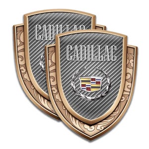 Cadillac Metal Premium Logo Car Badge  3D Chrome Resin Decal  Waterproof Gel Dome Emblem | Fender Door Frame Fit | Glossy Finish Many Models