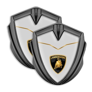 Lamborghini Metal Shield Emblem: Glossy Car Sticker Decal
