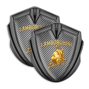 Lamborghini Metal Shield Emblem: Glossy Domed Car Badge
