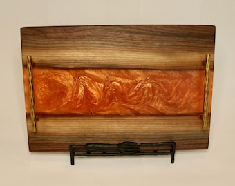 Handmade Live Edge Black Walnut Charcuterie Board with Copper Epoxy
