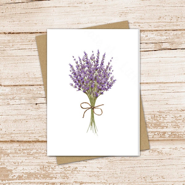 Juego de tarjetas con notas de acuarela y lavanda: papelería floral plegable