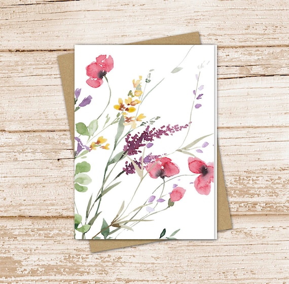 wildflower card set . watercolor wild flowers note cards . floral, nature,  botanical . blank note cards . folded stationery stationary set