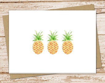 stationery set . pineapple cards . greeting cards notes . watercolor pineapples folded stationary . blank cards set