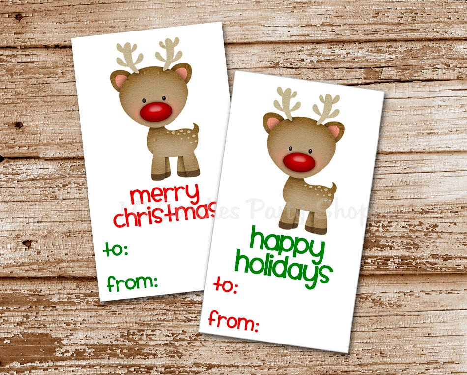 PRINTABLE . Reindeer Christmas Gift Tags . Rudolph Inspired . | Etsy