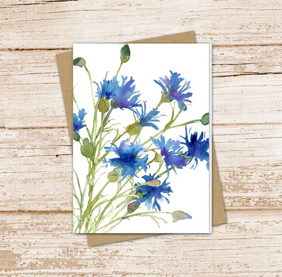blue cornflowers card set . watercolor floral note cards . flowers, nature, botanical . blank note cards . folded stationery set Il_570xn