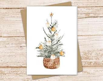 Christmas tree card set . watercolor holiday cards . Christmas cards . greeting cards . blank cards