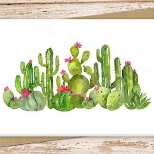 personalized stationery, stationary . cactus, cacti note cards, watercolor  succulents notecards . FLAT stationery . set of 12