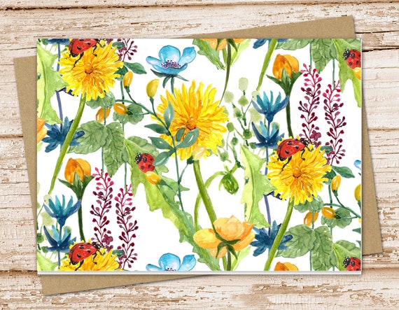 blank floral note cards