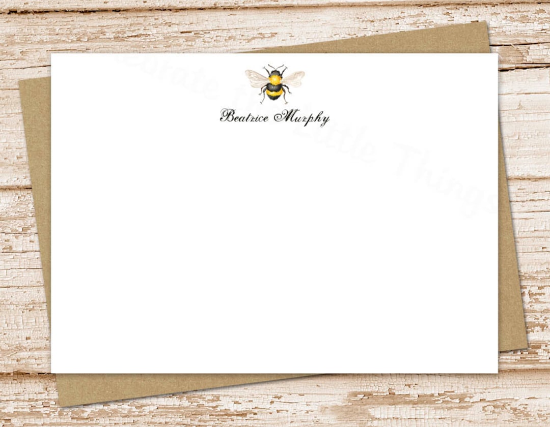 Honey Bee Note Cards . Personalized Notecards . Watercolor Bee