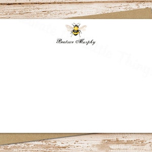 honey bee note cards . personalized notecards .  watercolor bee personalized stationery . FLAT stationary . set of 12