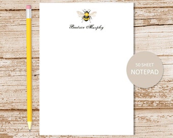 personalized notepad . HONEY BEE notepad . watercolor bee note pad . personalized stationery, stationary