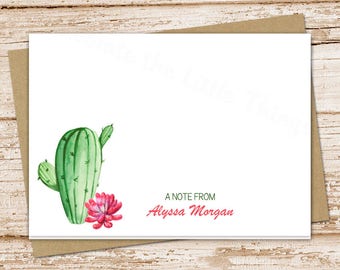 cactus note cards, notecards set . succulents stationery . watercolor cactus . folded stationary . set of 10